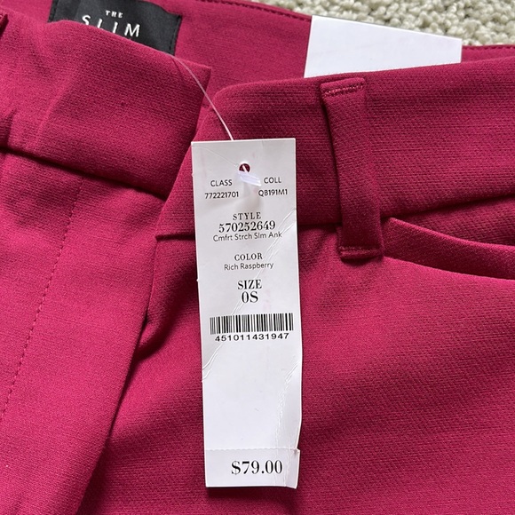 Comfort Stretch Slim Ankle Pants | Size 0S | Color Red Raspberry - Picture 5 of 8